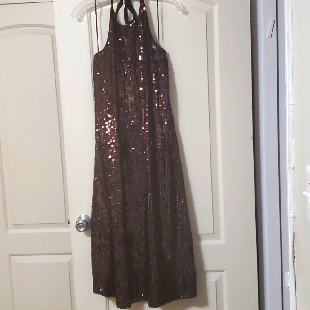 Sequin backless midi dress